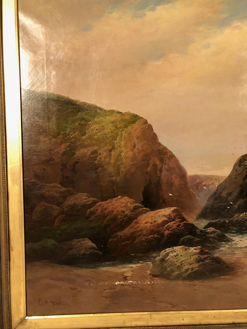 George Henry Jenkins (1843-1914). Le rivage, très grande huile sur toile encadré For Sale 2