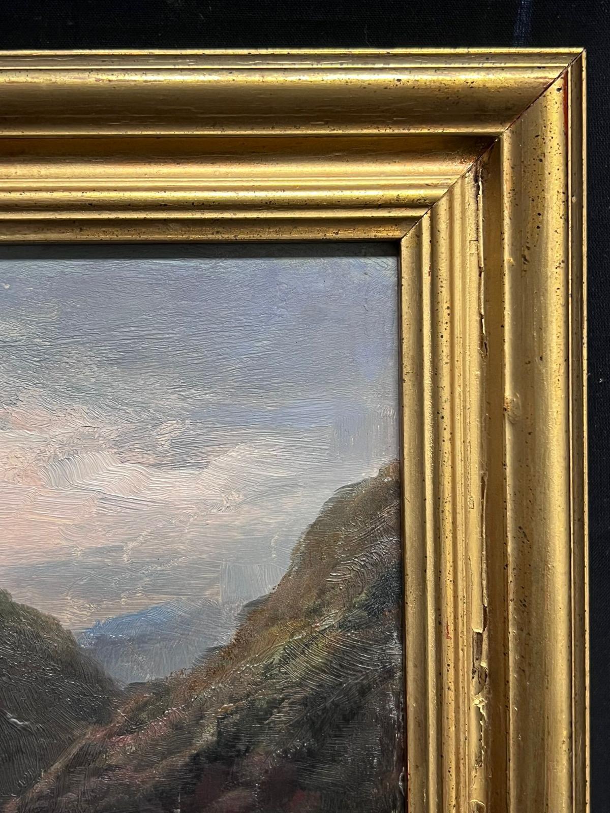 Antique Cornish Oil Painting Sunset Over Rocky Shores Figures Collecting Fish For Sale 4