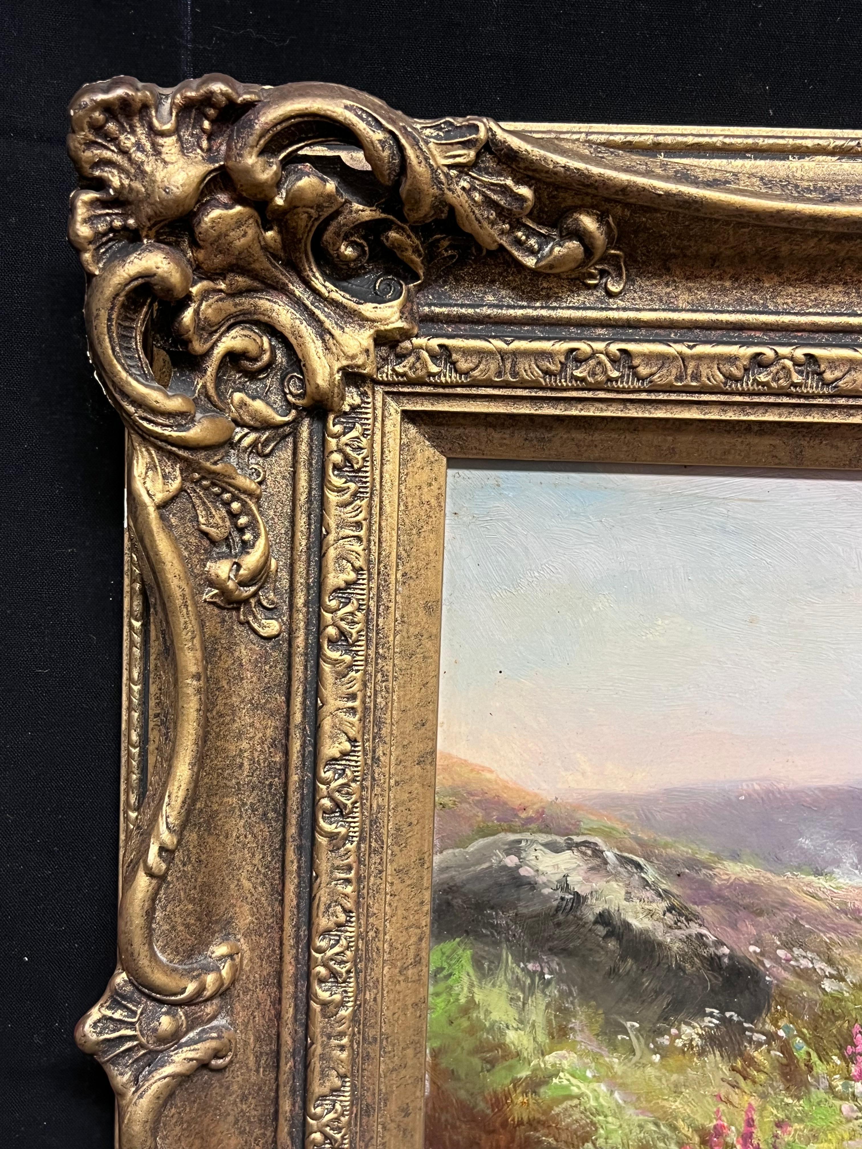 Antique British Oil Painting Fisherman Highland Stream at Sunset, framed oil For Sale 8