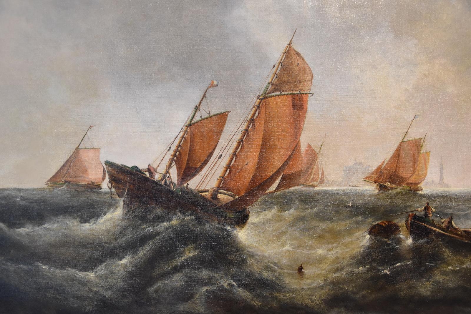 Ölgemälde von George Henry Knight, „Fischenboote der Südküste“, Ölgemälde im Angebot 4