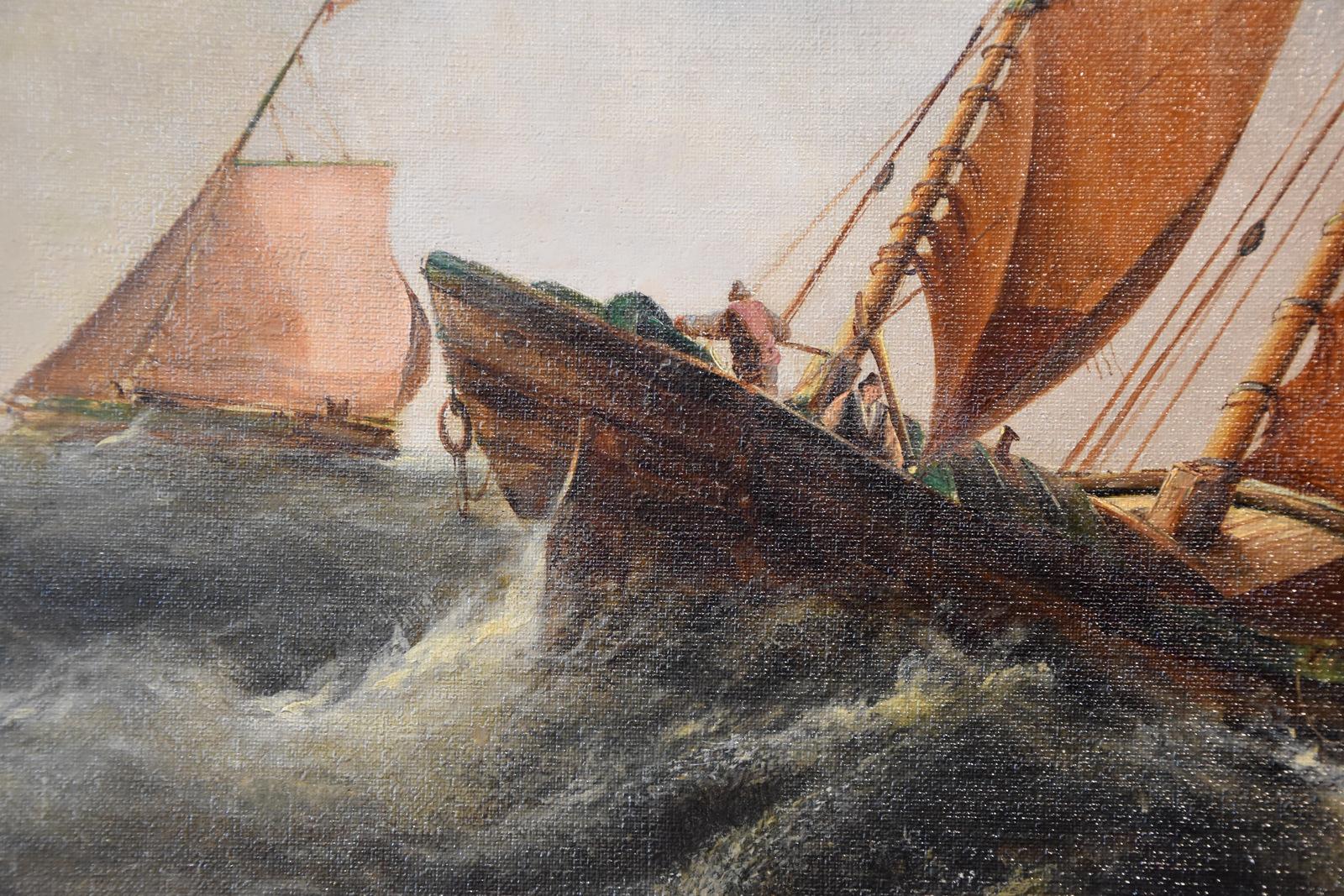 Ölgemälde von George Henry Knight, „Fischenboote der Südküste“, Ölgemälde im Angebot 6