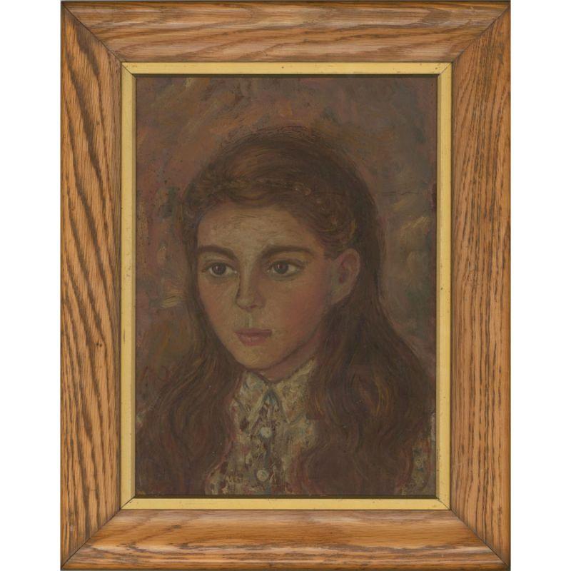 George Henry Mott (1916-1993) - Mid 20th Century Oil, Portrait of a Young Girl 2