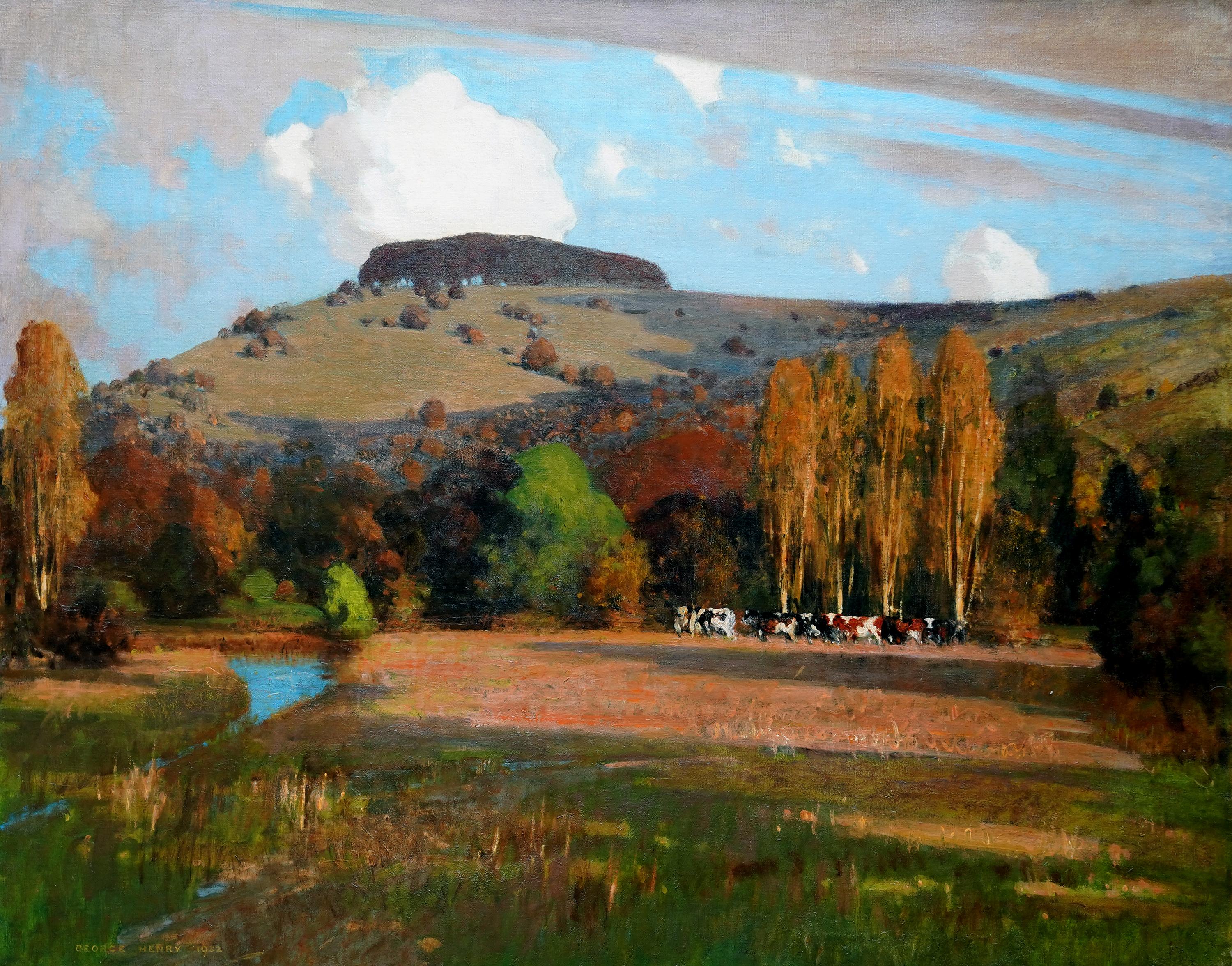 Chanctonbury Ring - Scottish Glasgow Boy art RA exh 1933 landscape oil painting - Painting by George Henry
