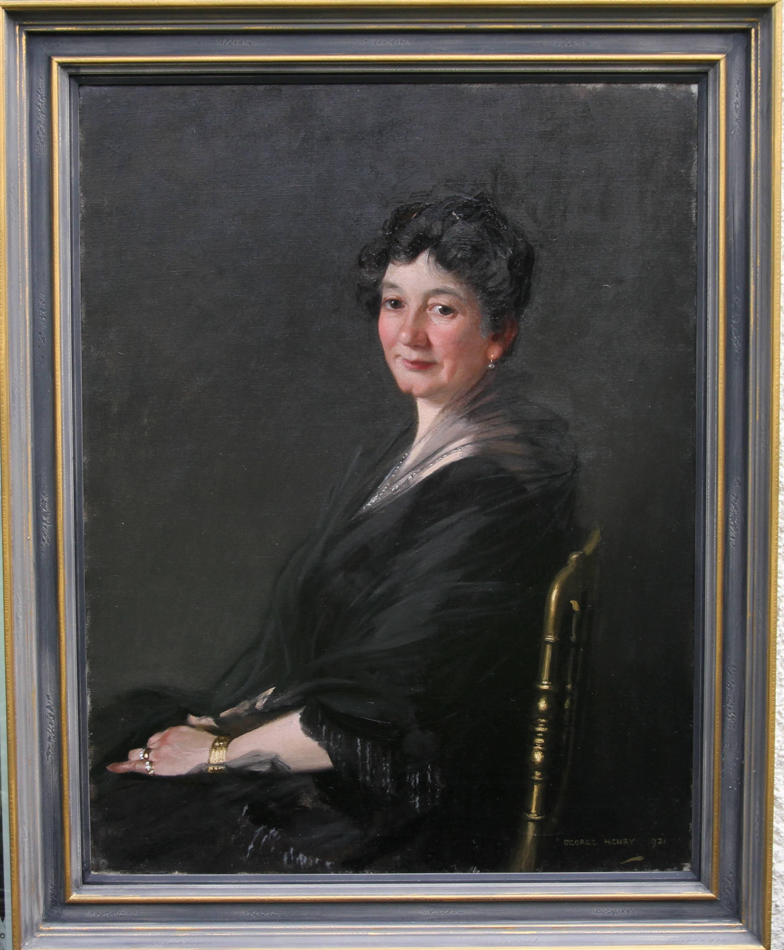 George Henry Portrait Painting - Portrait of a Woman - Scottish 1920s art 'Glasgow Boy' artist  oil painting 