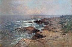 "Scène côtière" George Henry Smillie, Hudson River School, Côte rocheuse, nuageux