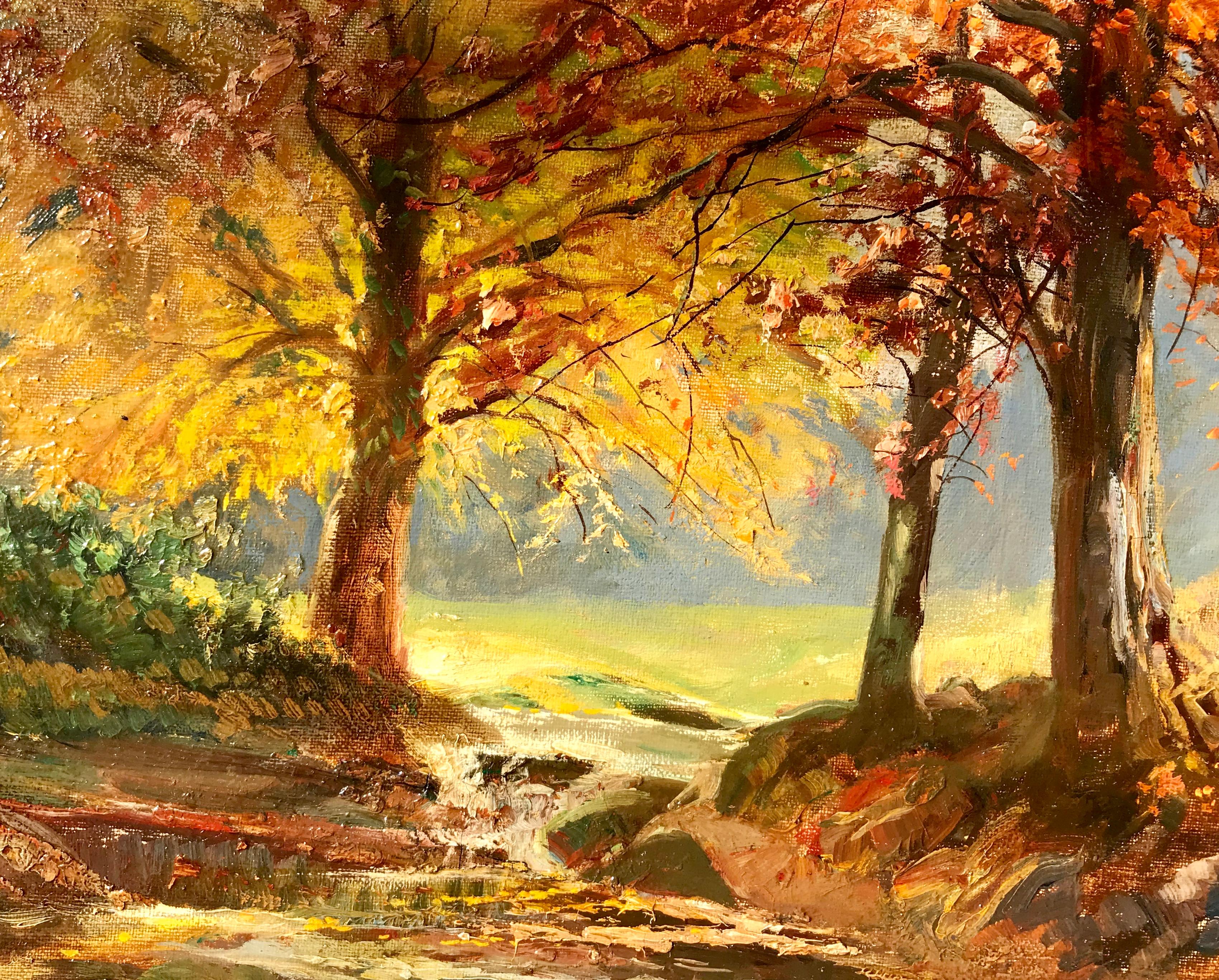 Früher Herbst:: Bronxville Woods (Braun), Landscape Painting, von George Henry Smillie