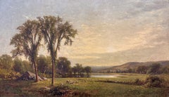 "Farmland Meadows" George Henry Smillie, Hudson River School, Sunset Landscape