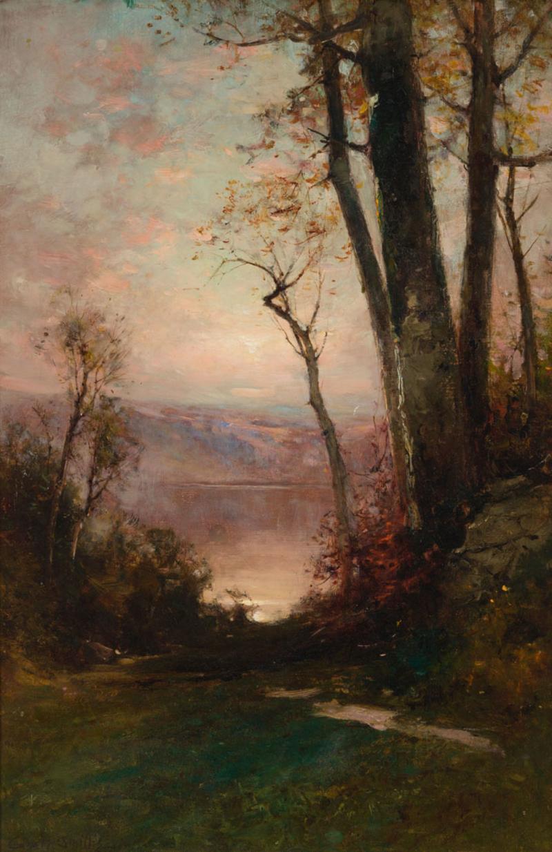 George Henry Smillie Landscape Painting - "Path to the Lake, " George Smillie, Hudson River School, Tonalism Landscape