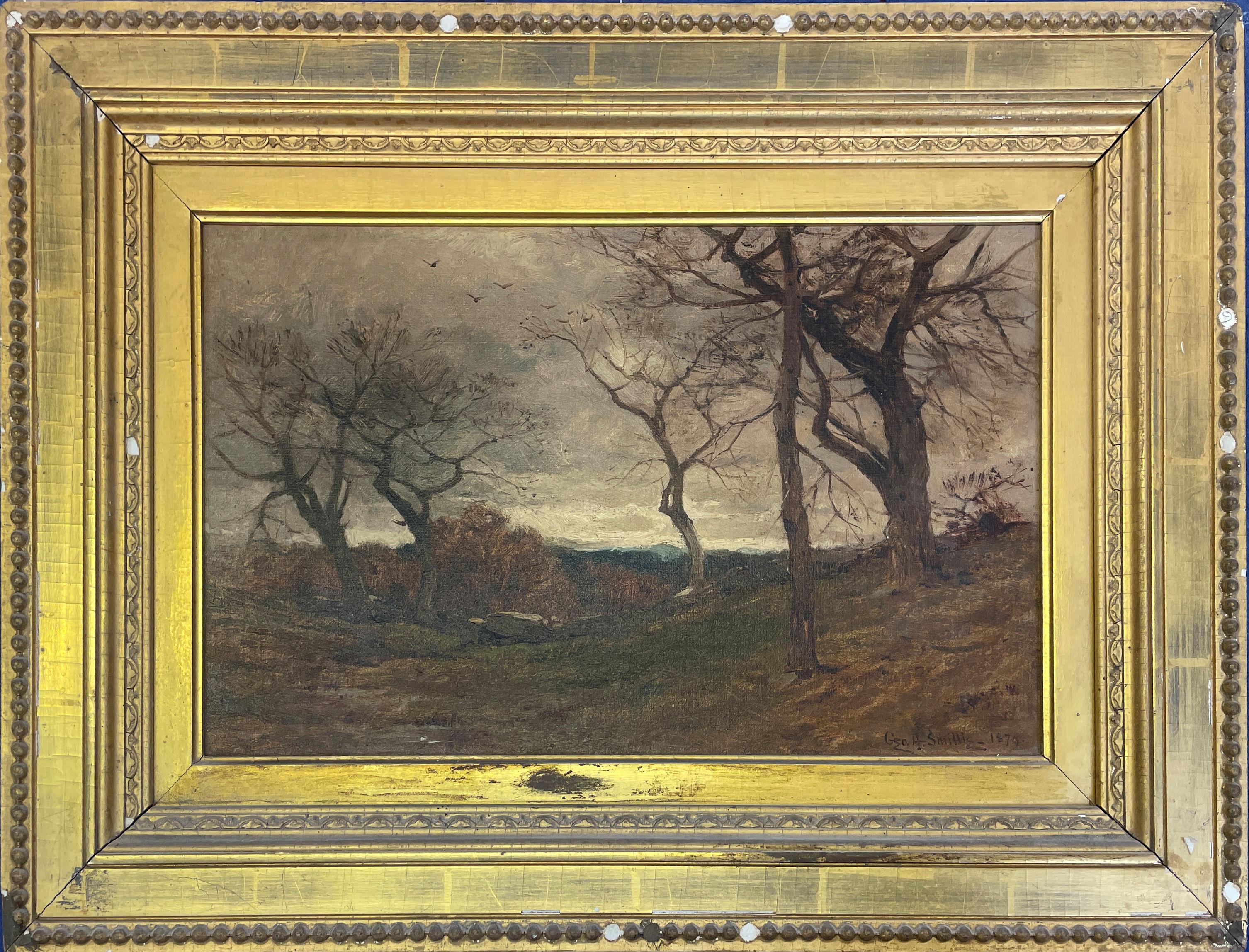 « Stone Wall, Autumn », George Smillie, Vue de paysage de l'automne tonaliste - Painting de George Henry Smillie