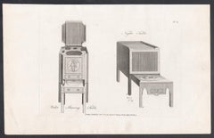 Bidet Shaving and Night Tables, Hepplewhite Georgian furniture design engraving