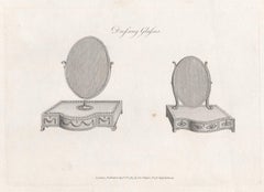 Antique Dressing Glasses, Hepplewhite English Georgian furniture design engraving