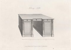 Library Table, Hepplewhite English Georgian furniture design engraving