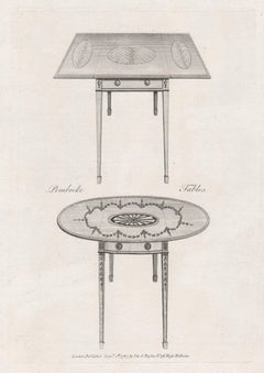 Antique Pembroke Tables, Hepplewhite Georgian furniture design engraving