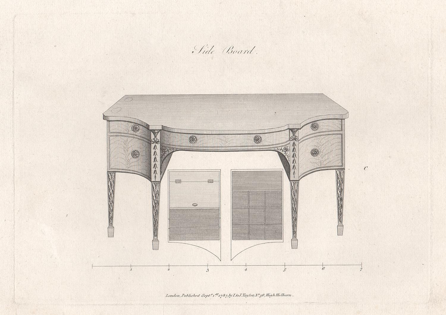 Side Board, Hepplewhite English Georgian furniture design engraving