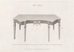 Planche d'appoint, gravure anglaise géorgienne de conception de meubles Hepplewhite