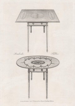 Six Hepplewhite Georgian furniture design engravings