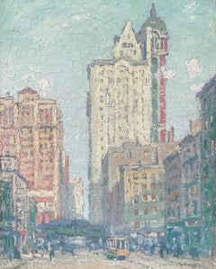 View of the City Investing Building and Singer Tower from Cortlandt Street, NY