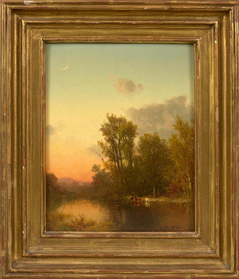 Herbert McCord Landscape with Cows and Crescent Moon For Sale