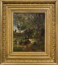 Peinture « Among the Irises » de George Herbert McCord (Américain : 1848-1909)