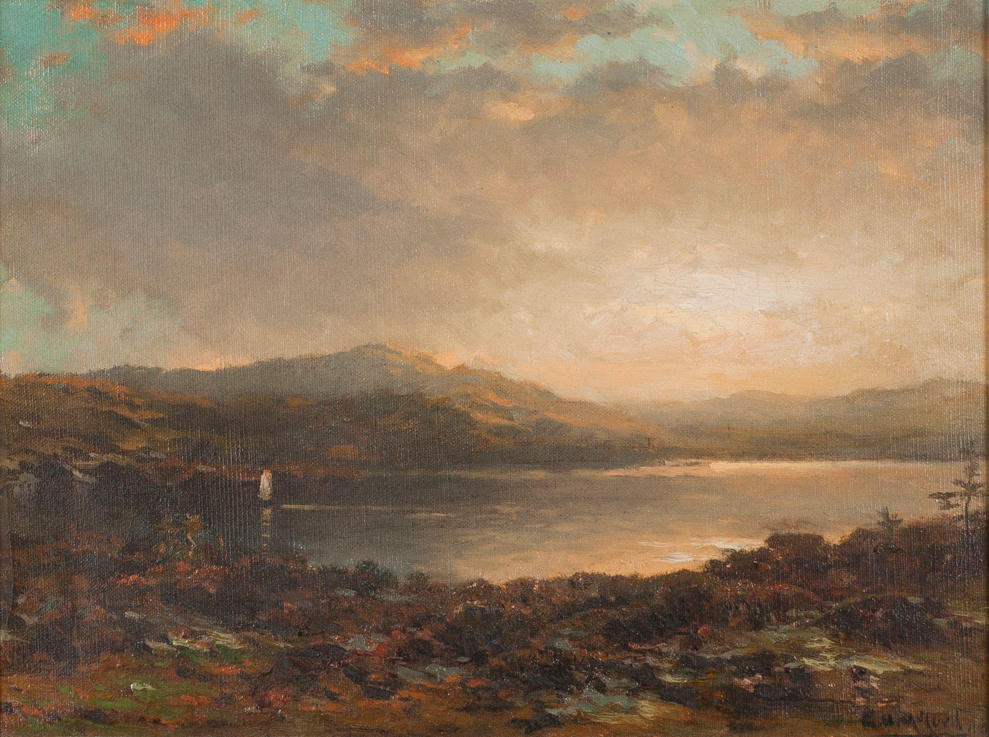 George Herbert McCord (1848-1909)
Sunset Over Lake George
Oil on canvas
12 x 16 ¼ inches
Signed lower right