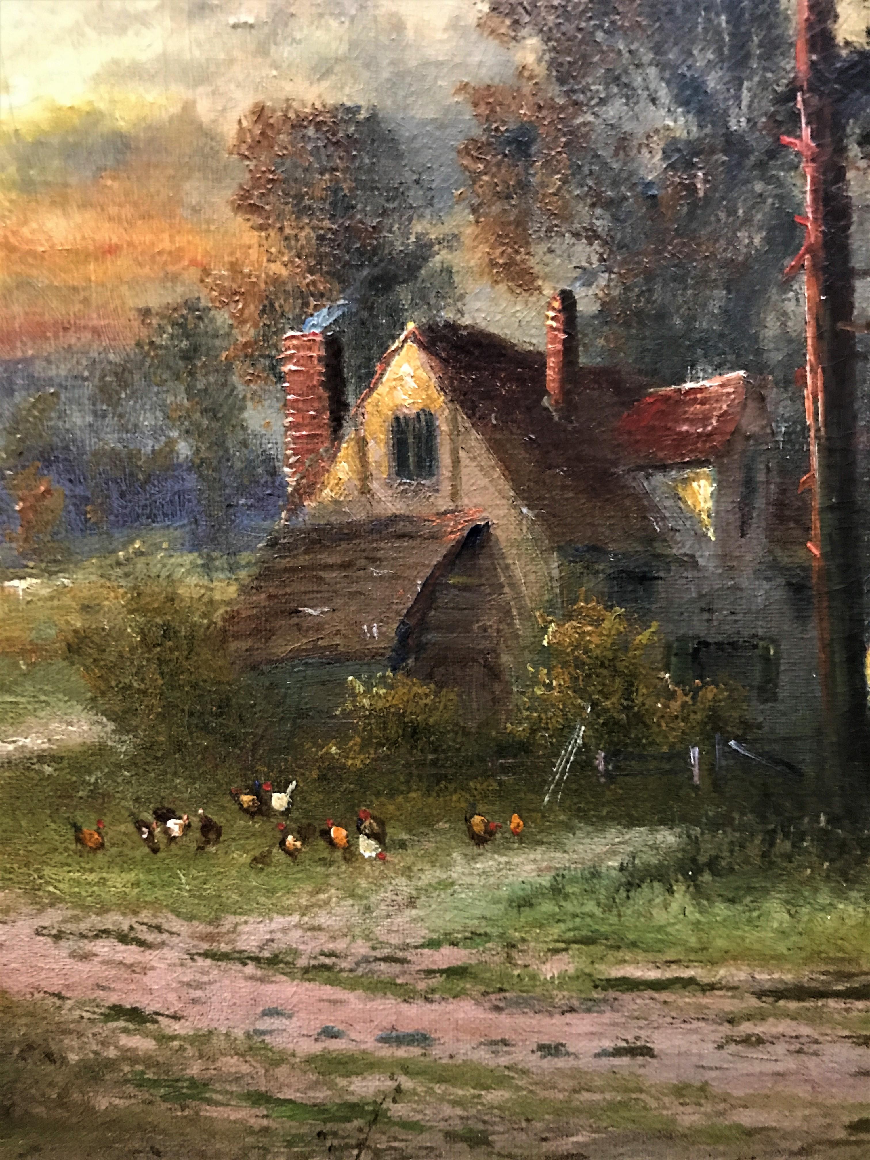 Landlandschaft mit Hütte, Original Öl auf Leinwand, realistischer Stil, 20. Jahrhundert (Realismus), Painting, von George Hider