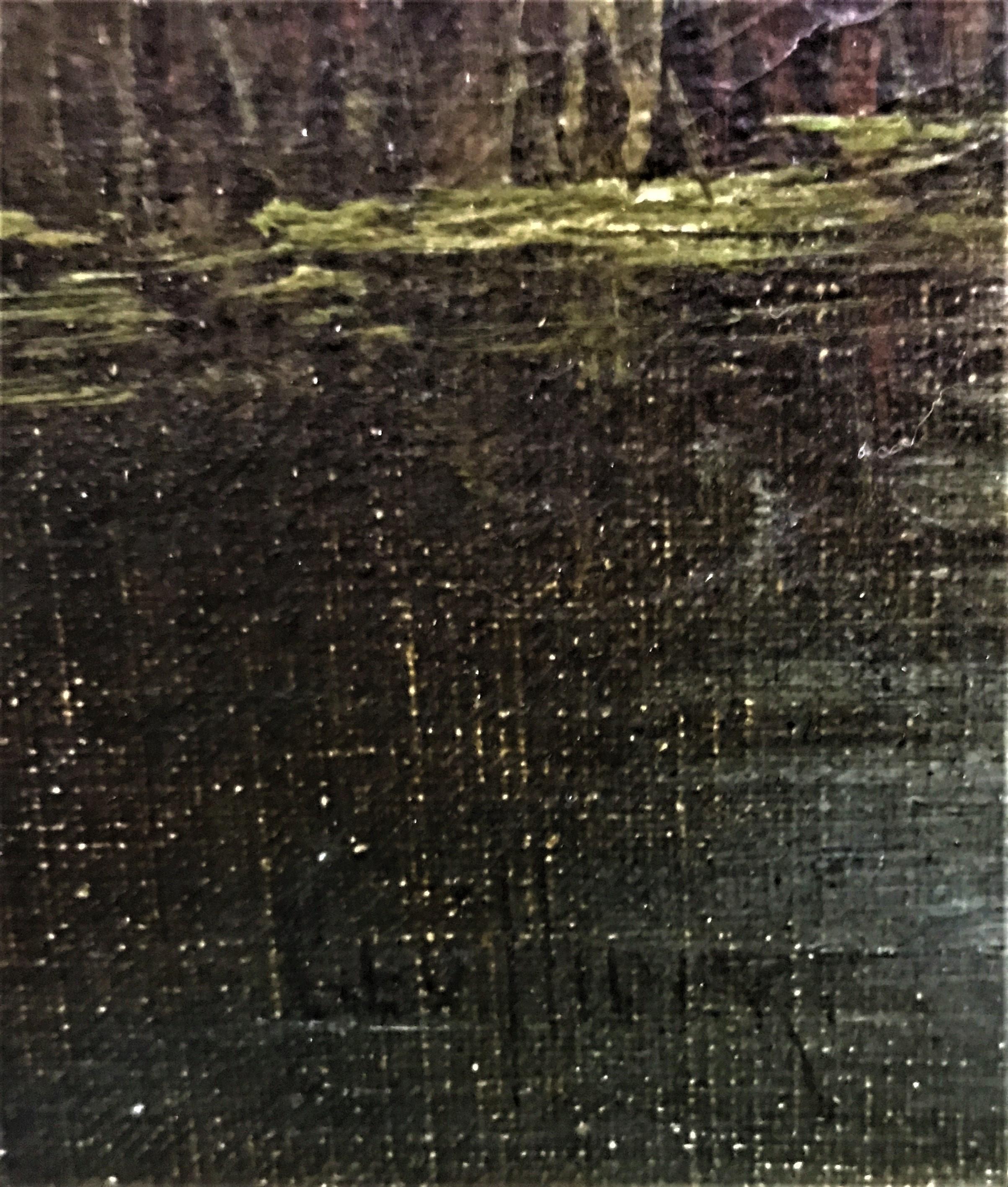 Landlandschaft mit Hütte, Original Öl auf Leinwand, realistischer Stil, 20. Jahrhundert (Braun), Landscape Painting, von George Hider