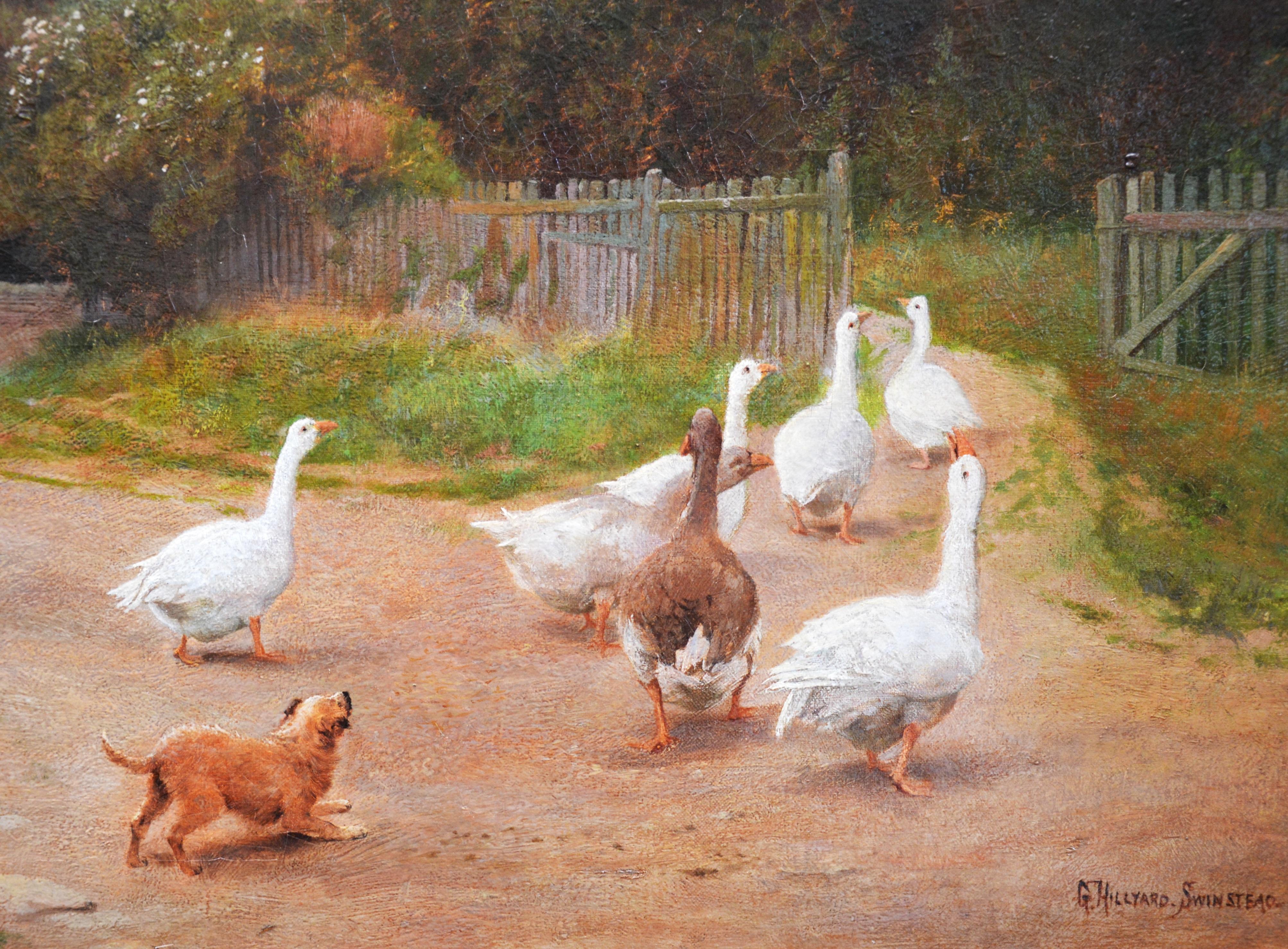 Half Afraid - 19th Century Royal Academy Oil Painting 1894 - Brown Animal Painting by George Hillyard Swinstead