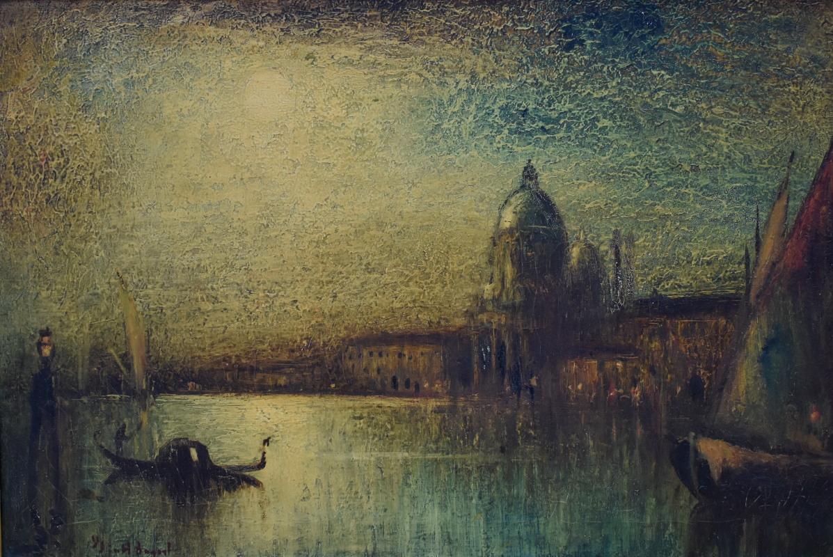 George Hirst Bogart Landscape Painting - "Venice Moonlight"  Incredible Noctornal Scene 