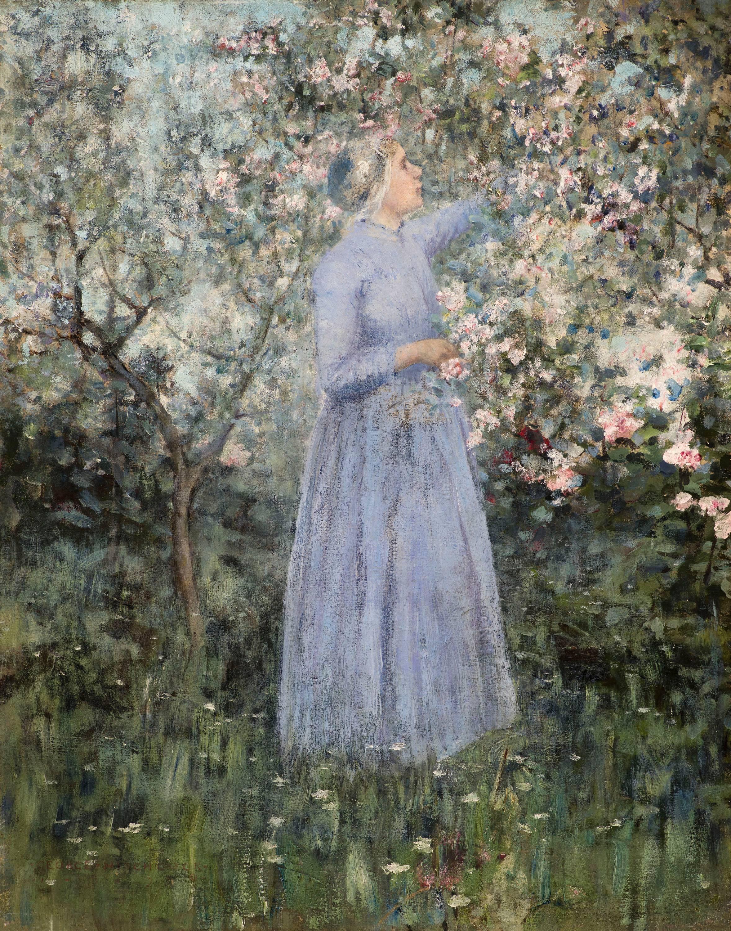 Woman in a Garden - Painting by George Hitchcock