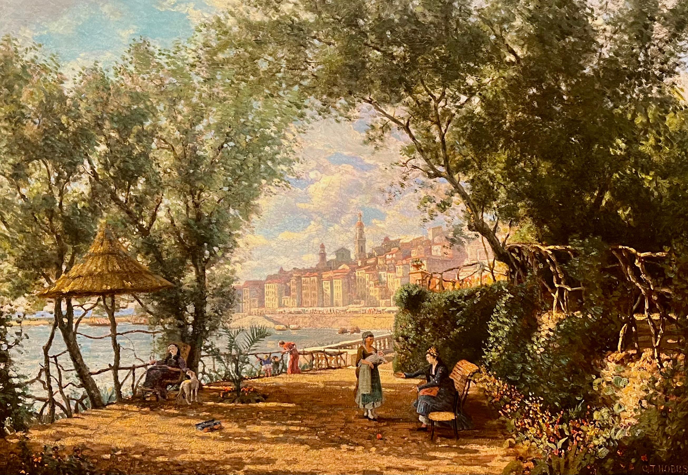 George Hobbs Landscape Painting – Ein Garten in Montone, Frankreich