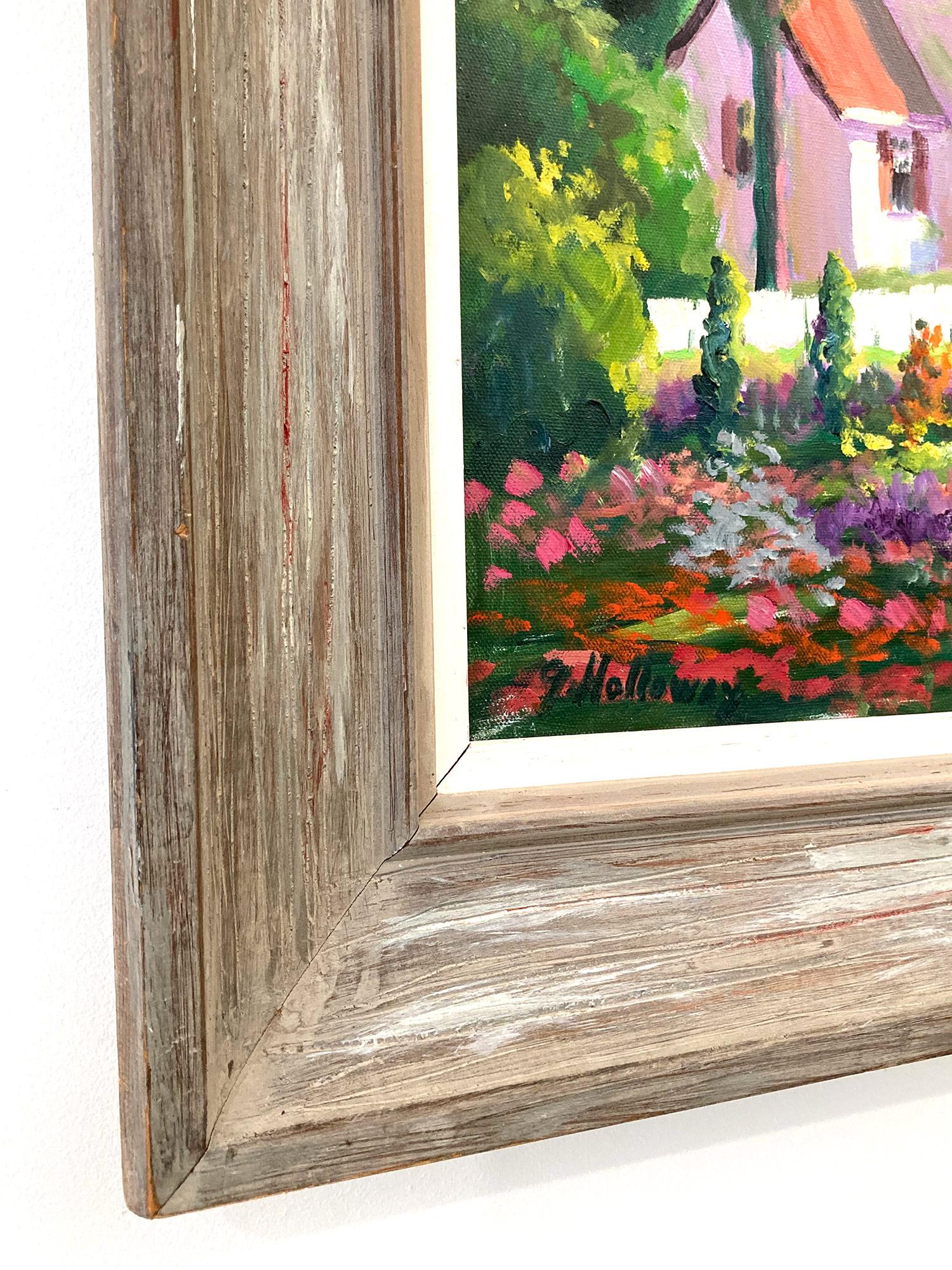 « Sunday Gardening », peinture à l'huile impressionniste florale colorée encadrée en vente 5