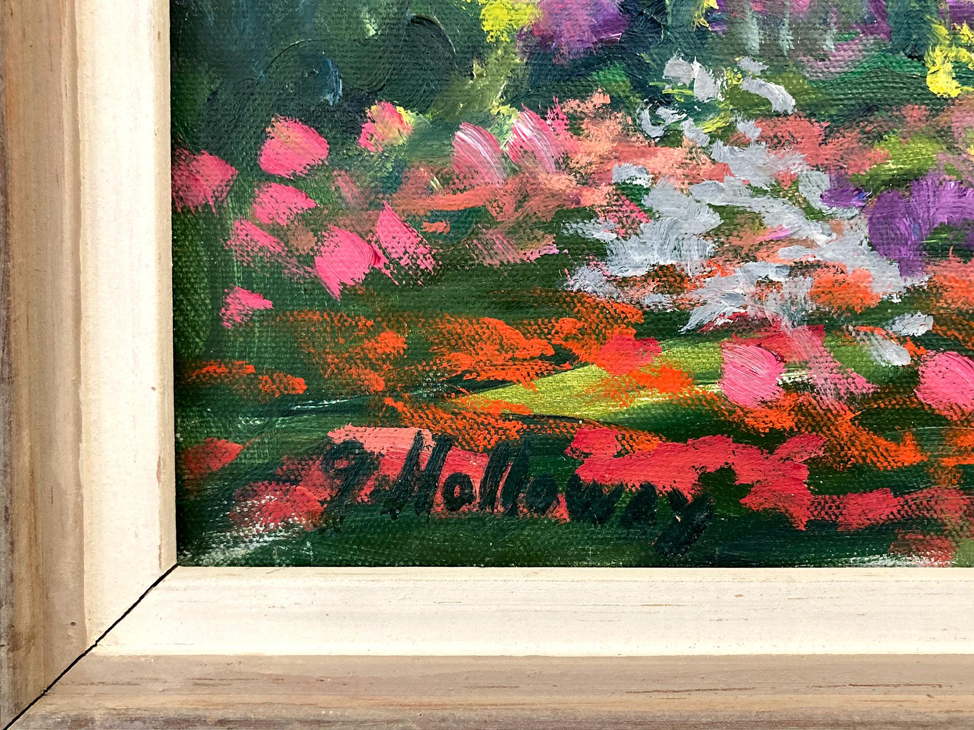 « Sunday Gardening », peinture à l'huile impressionniste florale colorée encadrée en vente 4