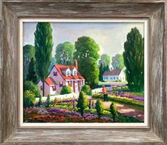 "Sunday Gardening" Buntes impressionistisches Blumen-Ölgemälde Gerahmt