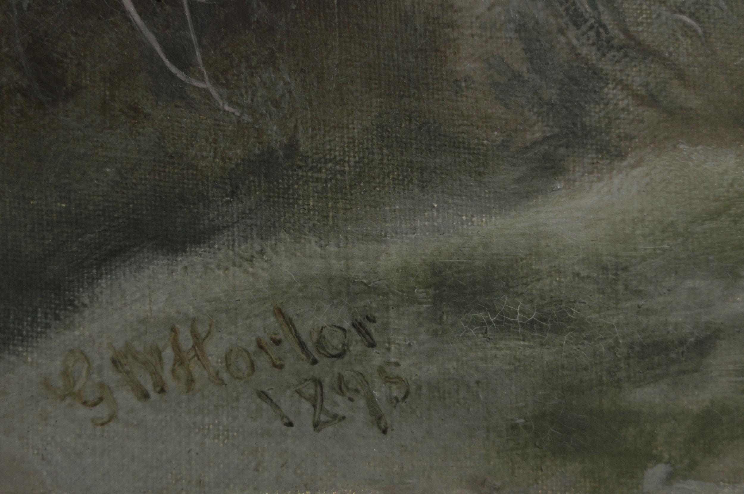 Peinture à l'huile du 19e siècle représentant un cheval des Highlands avec ses chiens et son gibier en vente 2
