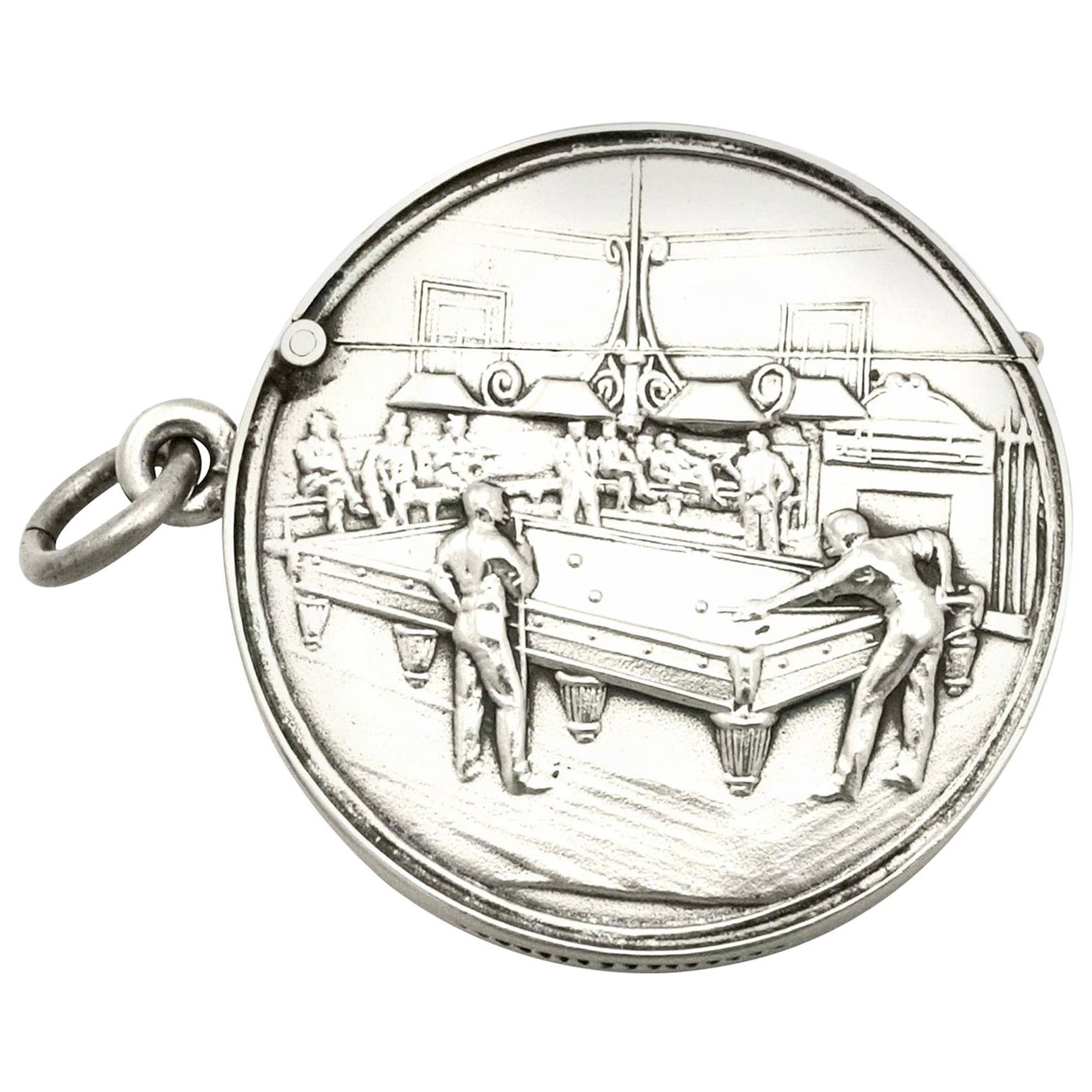 George Houston Antique Edwardian 1906 Sterling Silver Vesta Case For Sale