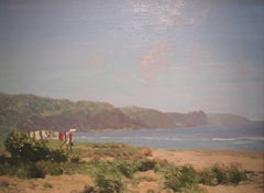 Beach-Szenegemälde von Iona Schottland „Washing Line“ von George Houston