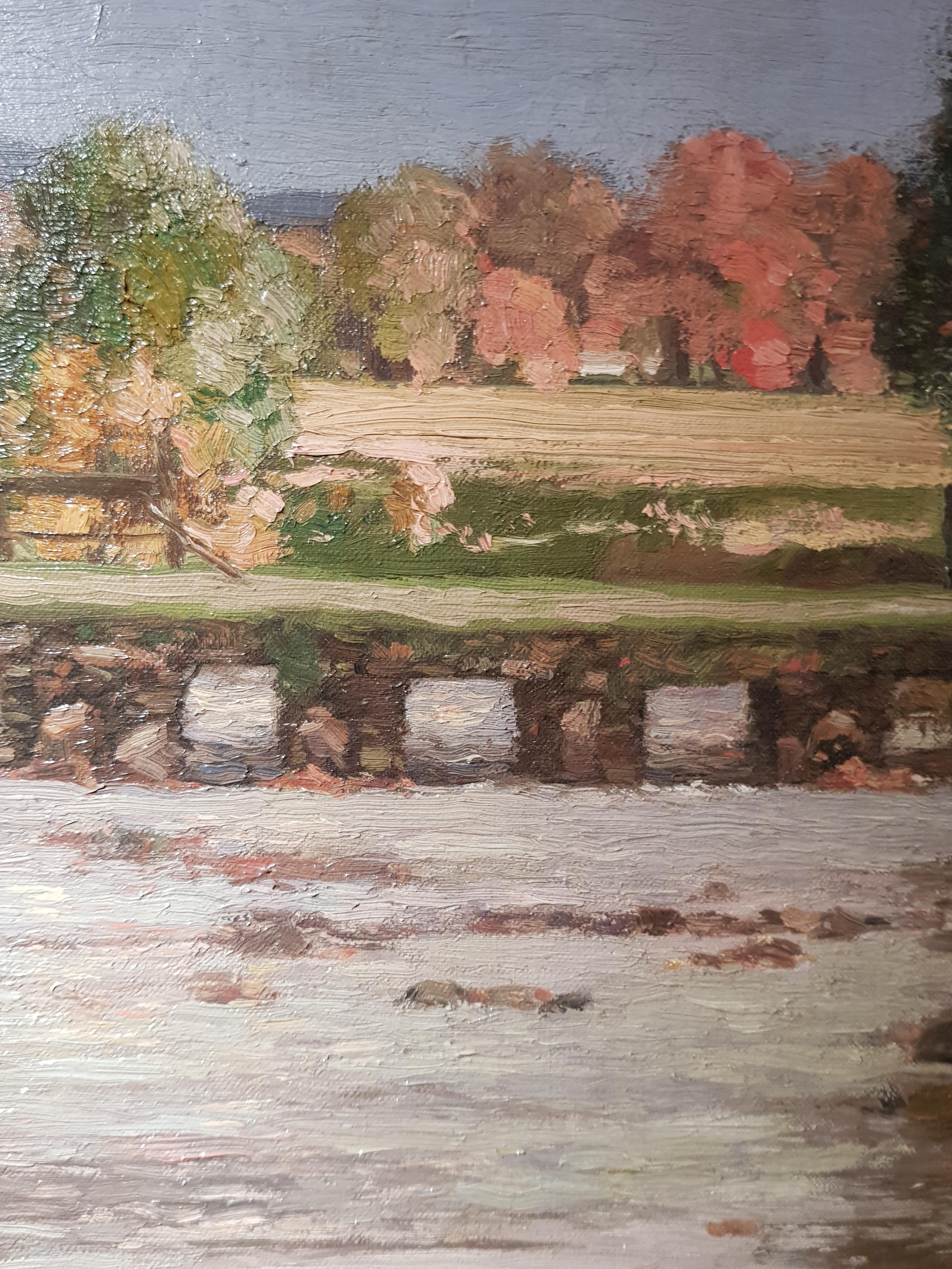Impressionist Scottish Landscape painting 'Footbridge' by George Houston For Sale 2