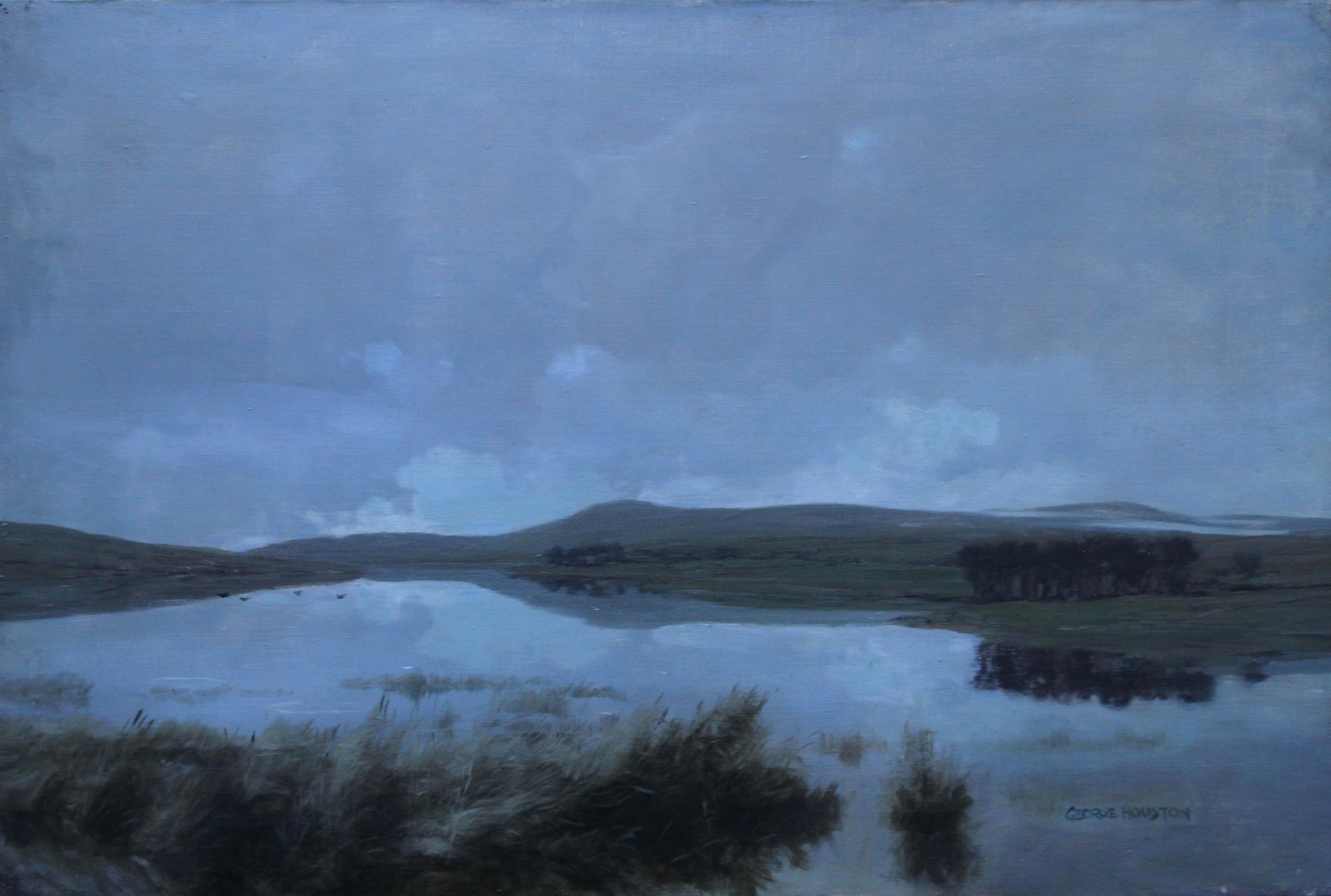 Scottish Loch - Scottish Victorian Impressionist art landscape oil painting  - Painting by George Houston