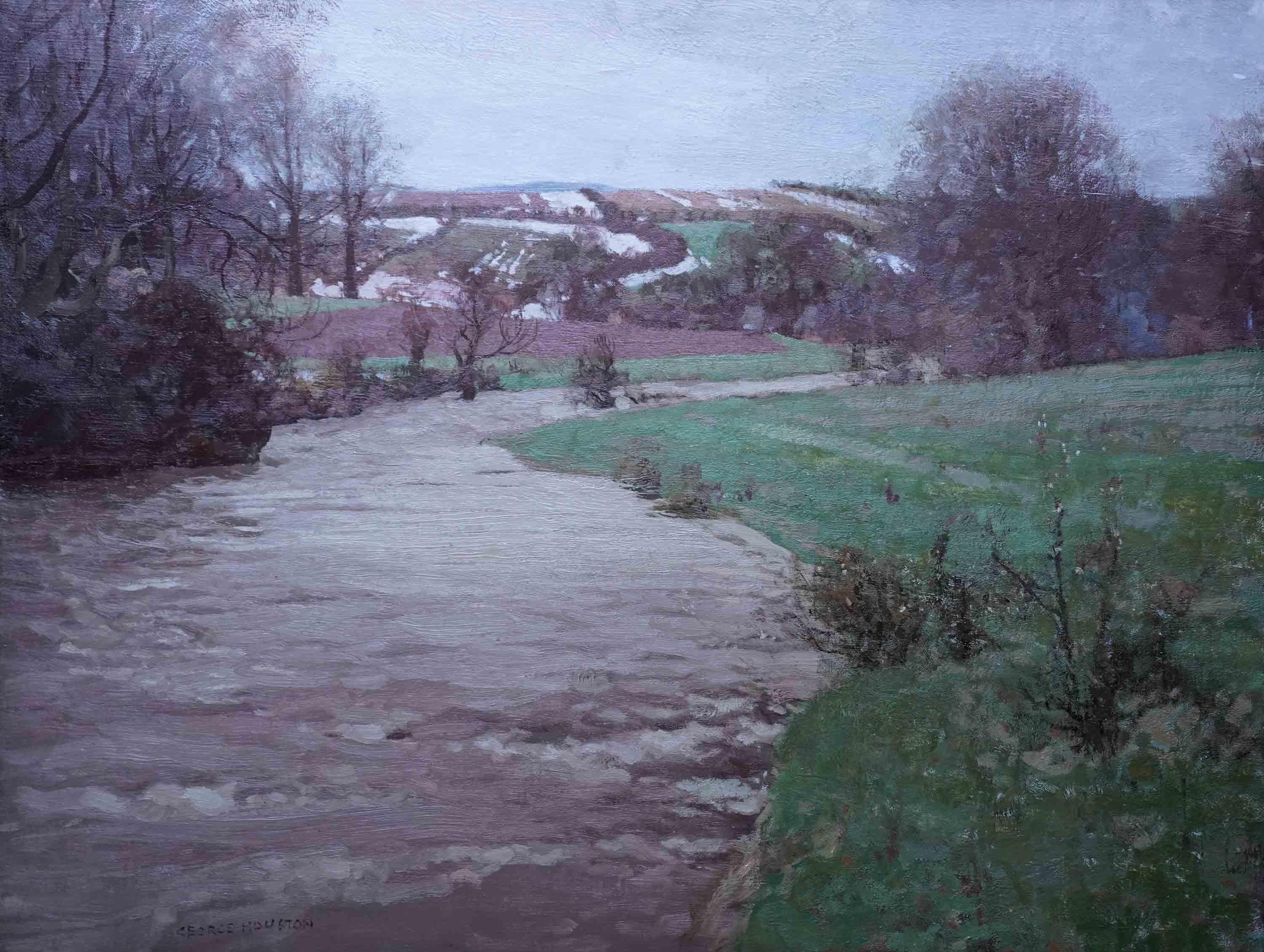 Spring, River Ayr - Scottish Impressionist art landscape oil painting Scotland - Painting by George Houston