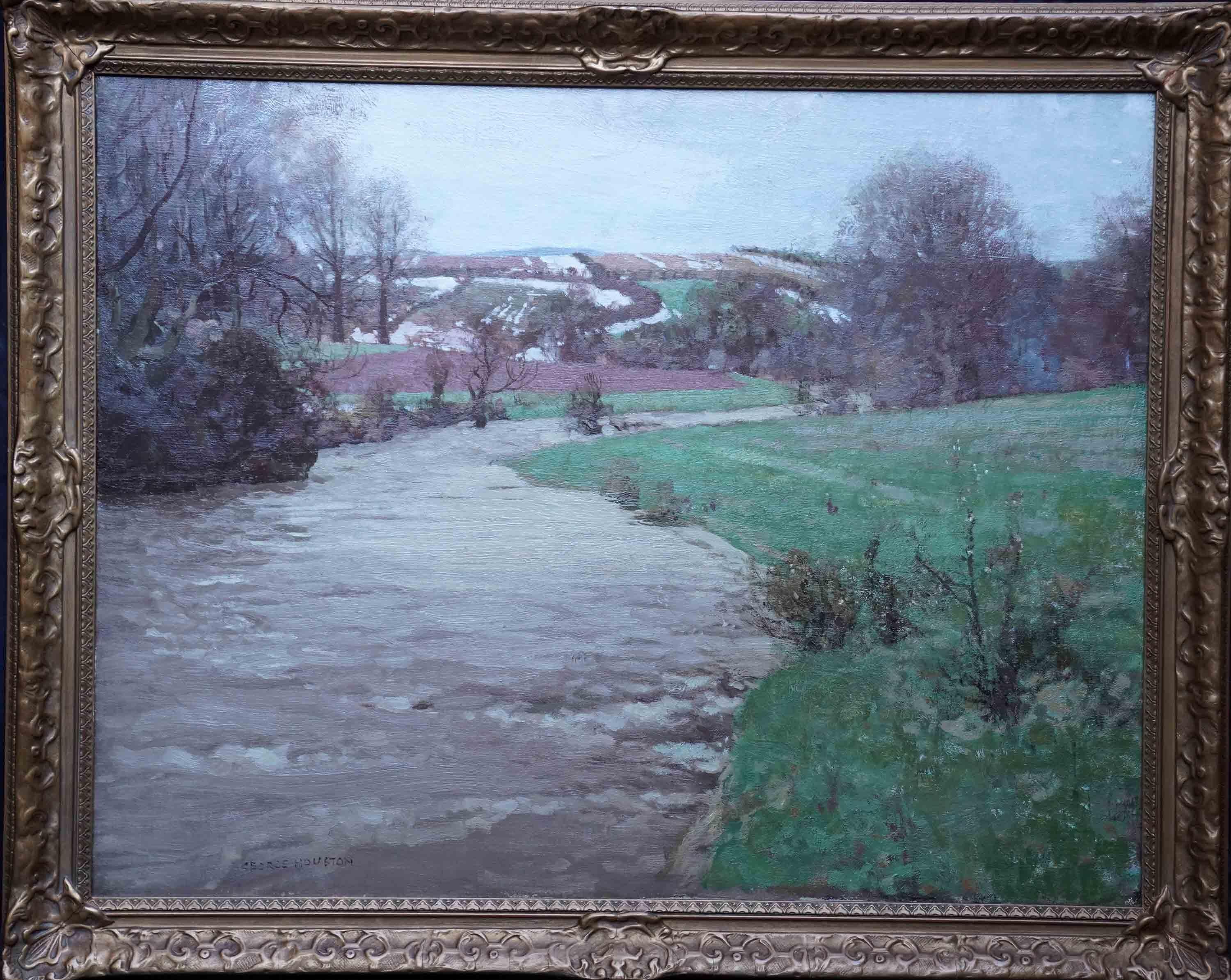 George Houston Landscape Painting - Spring, River Ayr - Scottish Impressionist art landscape oil painting Scotland