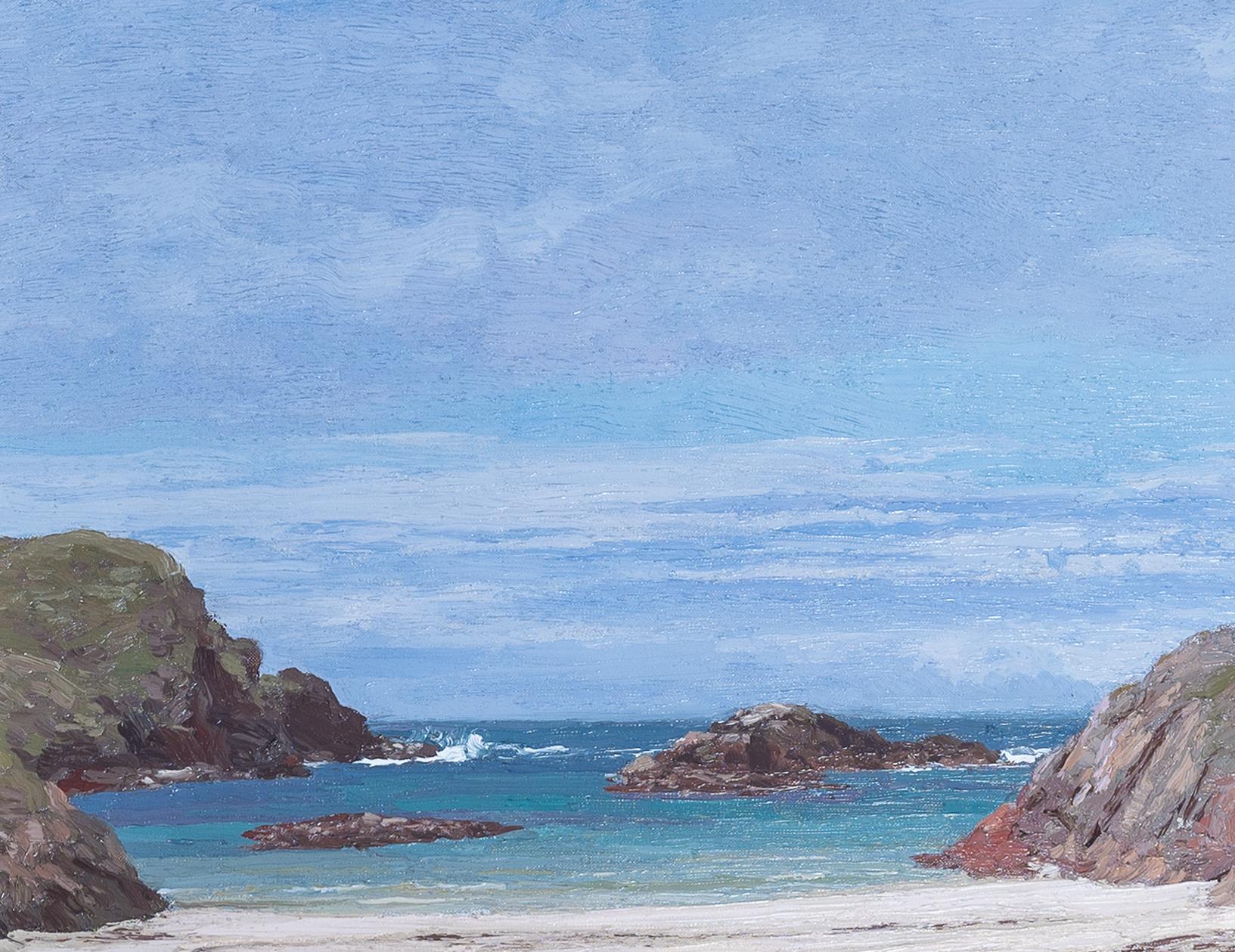 La côte ouest Paysage impressionniste Scène de plage d'Écosse - Bleu Landscape Painting par George Houston