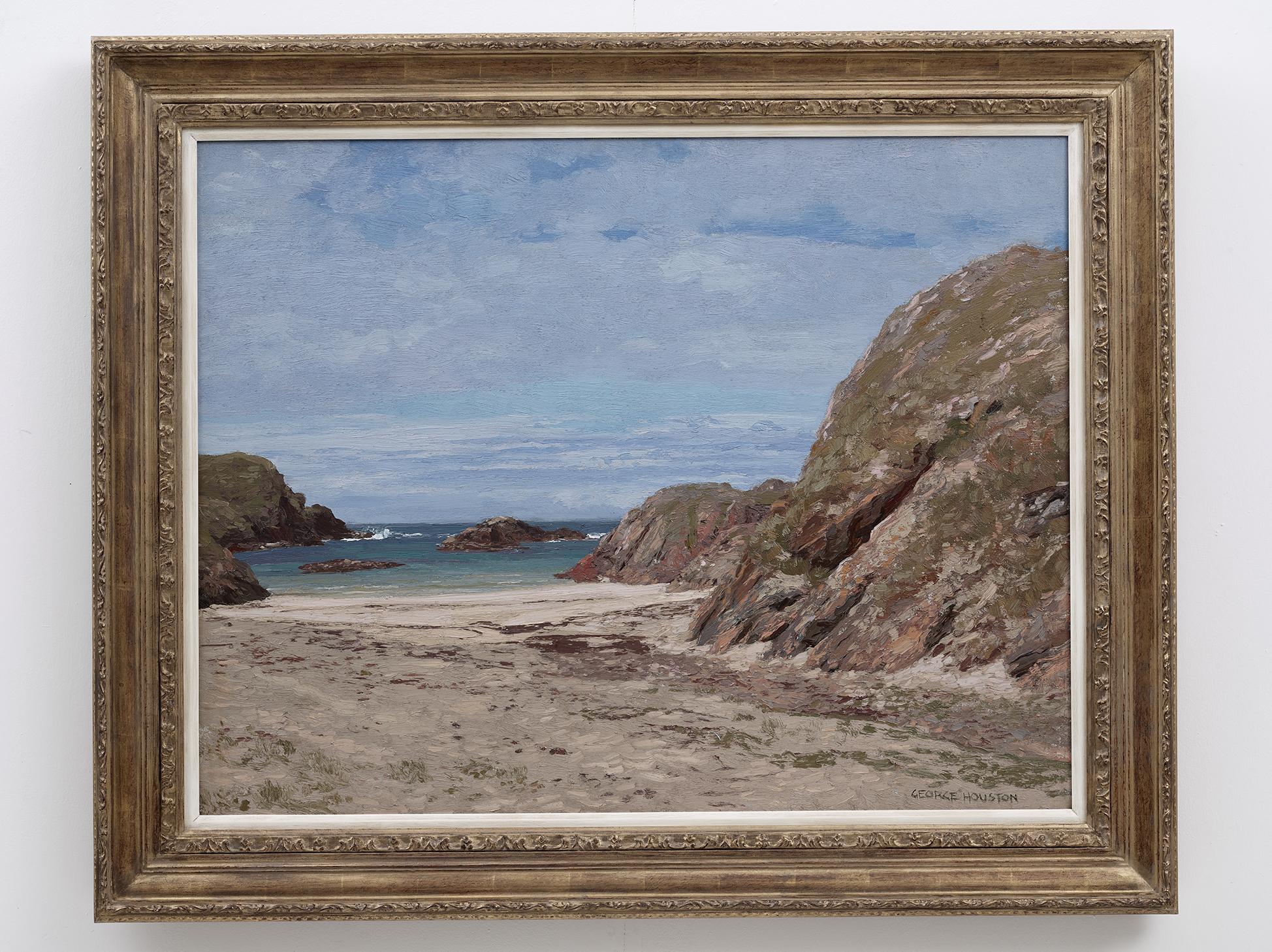 George Houston Landscape Painting – „Die Westküste Schottlands“ Landschaftsgemälde des 20. Jahrhunderts, Felsen, Strand