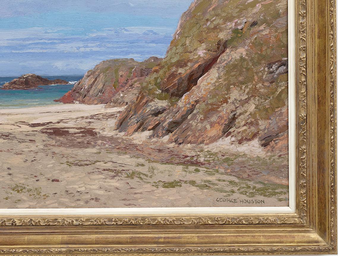 'The West Coast of Scotland' 20th Century landscape painting of sea, rocks, beach - Impressionist Painting by George Houston