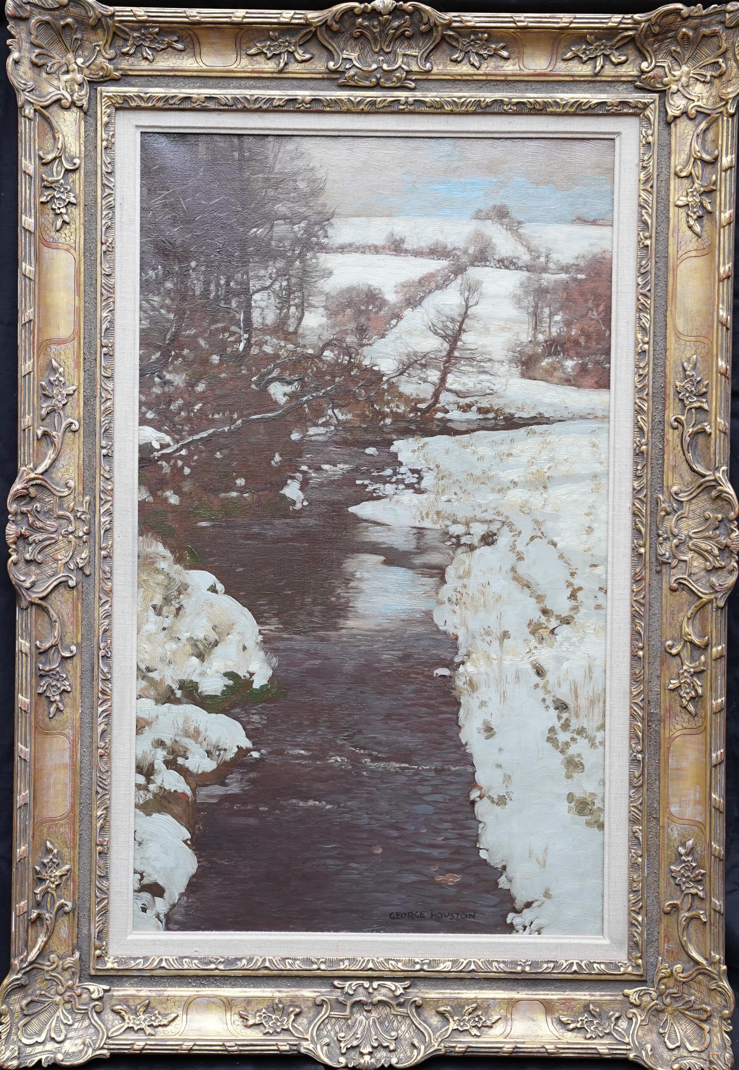 Paisaje invernal con arroyo - Pintura al óleo de arte eduardiano escocés en venta 10