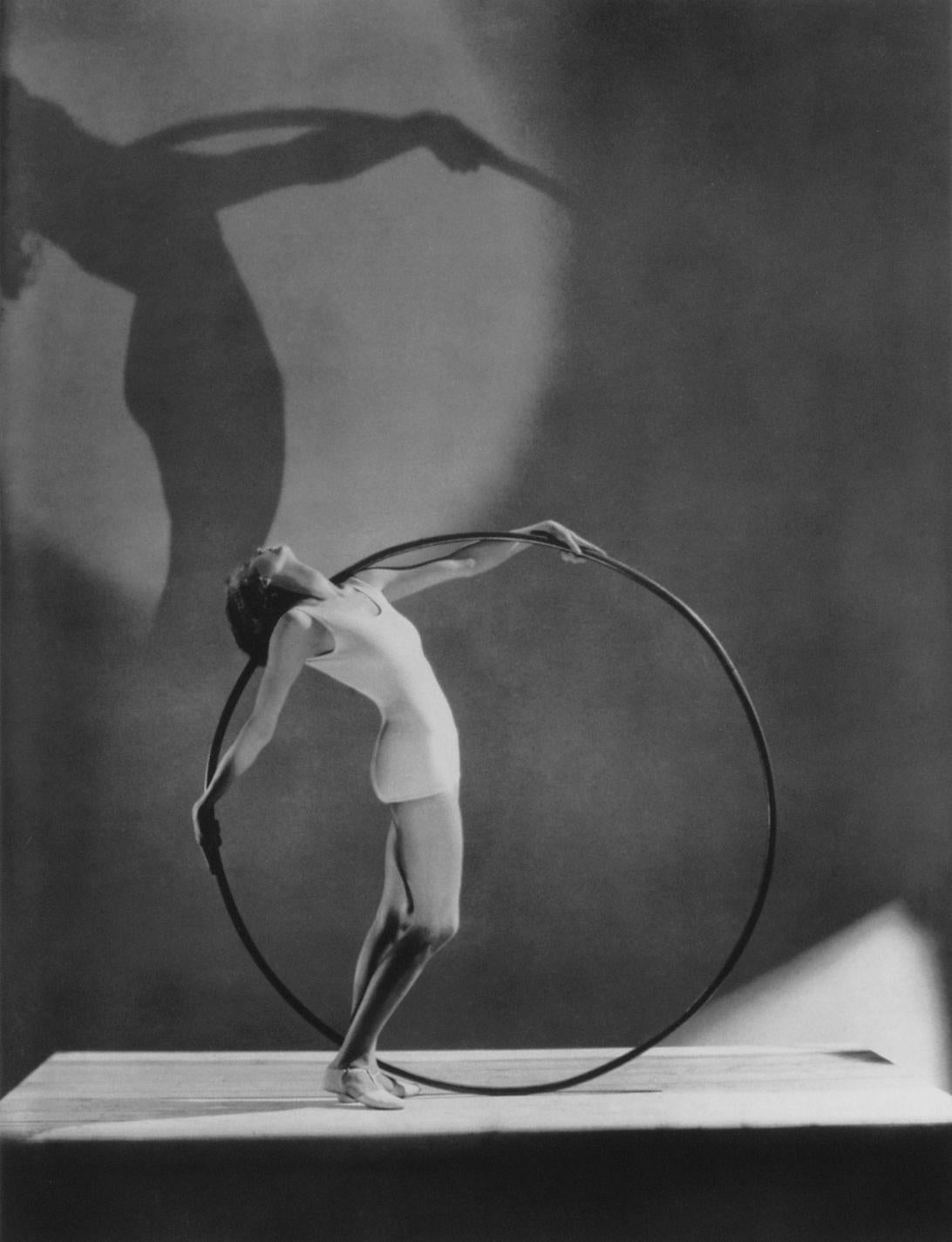 George Hoyningen-Huene Black and White Photograph - Miss E. Carise in Swimwear with Hula Hoop, Paris