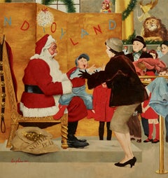 Crying on Santa's Lap, Original Christmas cover for The Saturday Evening Post