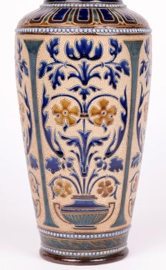 George Hugo Tabor Doulton Lambeth Aesthetic Movement Large Art Pottery Vase