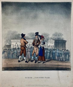 "Scene _ Country Fair": A Framed Early 19th Century Engraving by George Hunt