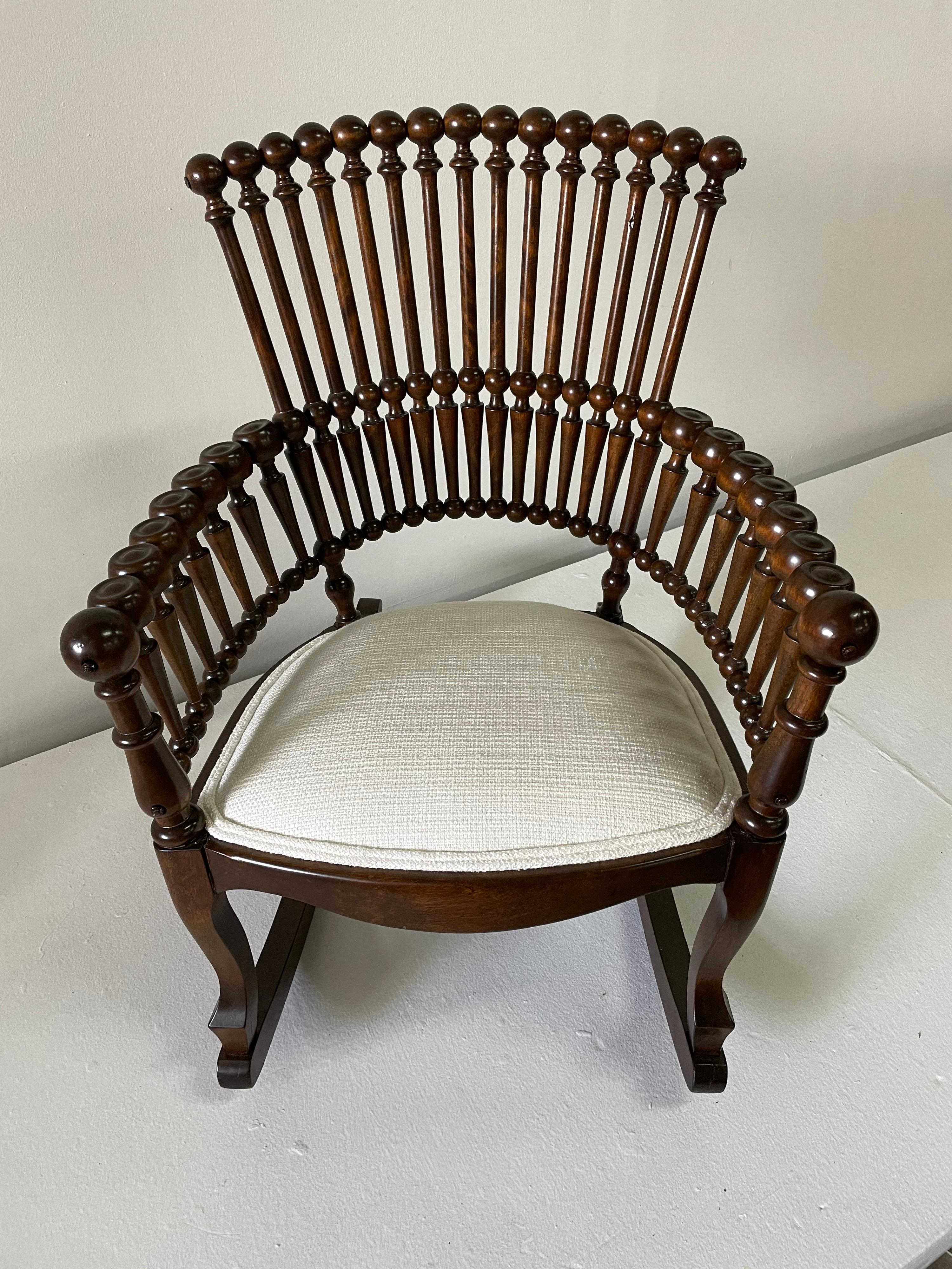 George Hunzinger Aesthetic Movement Spindle Rocking Chair In Good Condition In North Miami, FL
