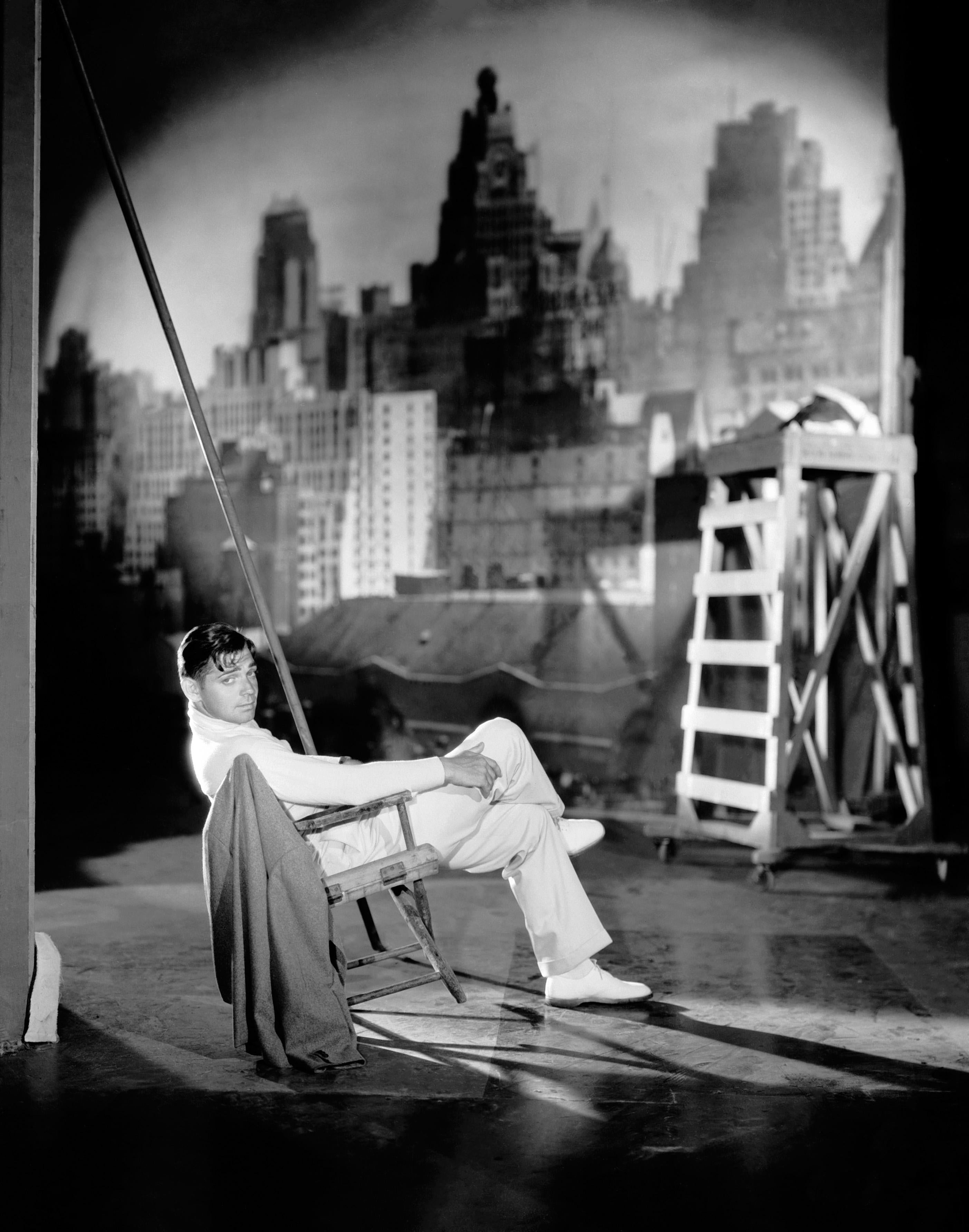 George Hurrell Black and White Photograph - Clark Gable Posed on Sound Stage II Globe Photos Fine Art Print